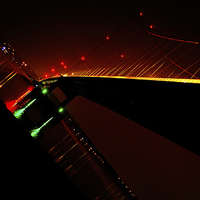 Buy canvas prints of  Humber Bridge night Lights  by Jon Fixter