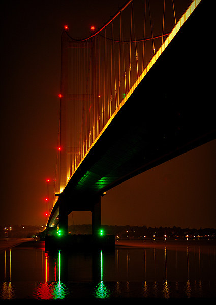  Humber Bridge Night Reflections Picture Board by Jon Fixter