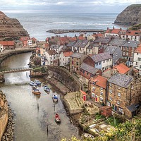 Buy canvas prints of Looking down on Staithes  by Jon Fixter