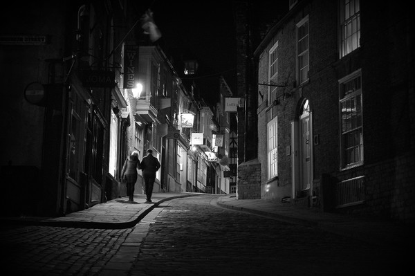 A walk at Night   up steep hill Lincoln Picture Board by Jon Fixter