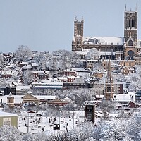 Buy canvas prints of A Snowy Lincoln cathedral  by Jon Fixter