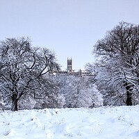 Buy canvas prints of Lincoln cathedral in winters snow by Jon Fixter