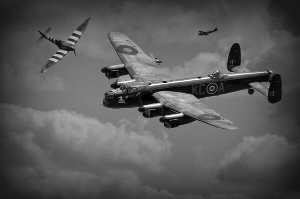 Spitfire & Avro Lancaster Bomber  Picture Board by Jon Fixter