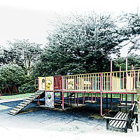 Buy canvas prints of Outdoor play area under lockdown by Ian Johnston  LRPS