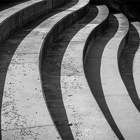Buy canvas prints of Curved Steps to the Beach - Mono by Ian Johnston  LRPS