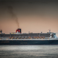Buy canvas prints of Queen Mary Passing Cowes by Ian Johnston  LRPS