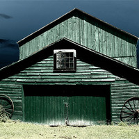 Buy canvas prints of Green Barn by Mary Lane