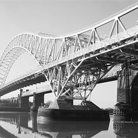 Buy canvas prints of Runcorn Bridge Merseyside BW by Phillip Orr