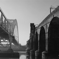 Buy canvas prints of Runcorn Jubilee and Railway Bridges by Phillip Orr