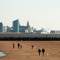 Buy canvas prints of Liverpool Skyline New Brighton Beach by Phillip Orr