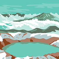 Buy canvas prints of Katmai National Park and Preserve at Summit Crater Lake of Mount Katmai Alaska United States WPA Poster Art Color by Aloysius Patrimonio