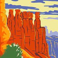 Buy canvas prints of Bryce Canyon National Park in Paunsaugunt Plateau Garfield County and Kane County Utah WPA Poster Art Color by Aloysius Patrimonio