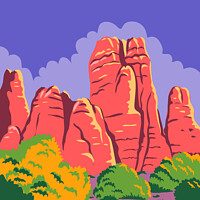 Buy canvas prints of Canyonlands National Park in Moab Utah Utah United States WPA Poster Art Color by Aloysius Patrimonio