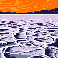Buy canvas prints of The Badwater Basin in Death Valley National Park Inyo County California United States of America WPA Poster Art by Aloysius Patrimonio