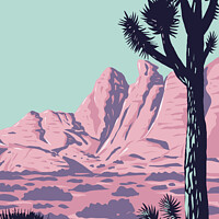 Buy canvas prints of Joshua Tree in the Remote and Rugged Desert Landscape of Gold Butte National Monument in Clark County Nevada WPA Poster Art by Aloysius Patrimonio