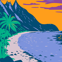 Buy canvas prints of National Park of American Samoa Ofu Beach United States Territory WPA Poster Art  by Aloysius Patrimonio