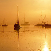 Buy canvas prints of Boats in the Mist by christopher darmanin