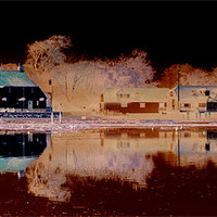 Buy canvas prints of Langstone mill colour invert by christopher darmanin
