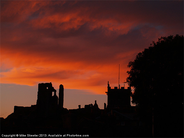 Sunset at Corfe Picture Board by Mike Streeter