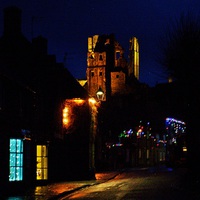 Buy canvas prints of  Corfe Castle at night by Mike Streeter