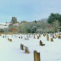 Buy canvas prints of  Corfe snow panorama by Mike Streeter