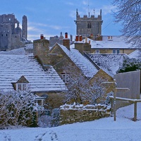 Buy canvas prints of  Snowy Corfe by Mike Streeter