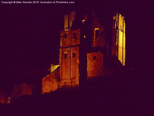  Corfe Castle at night. Picture Board by Mike Streeter