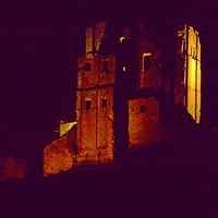Buy canvas prints of  Corfe Castle at night. by Mike Streeter