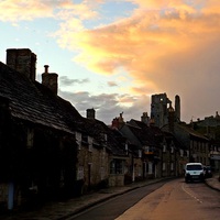 Buy canvas prints of  Evening at Corfe Castle by Mike Streeter