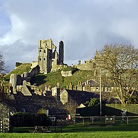 Buy canvas prints of Corfe Castle in Winter by Mike Streeter