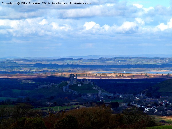 Corfe Castle and beyond. Picture Board by Mike Streeter