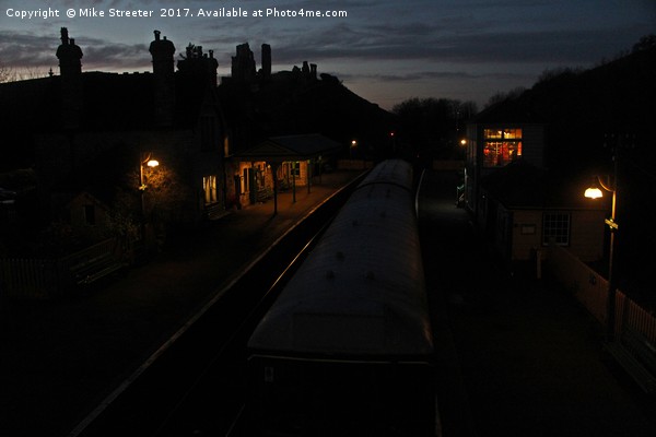 Evening time at Corfe Castle station Picture Board by Mike Streeter