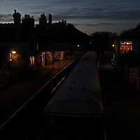 Buy canvas prints of Evening time at Corfe Castle station by Mike Streeter