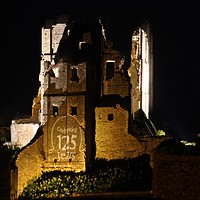 Buy canvas prints of Corfe Castle a night by Mike Streeter