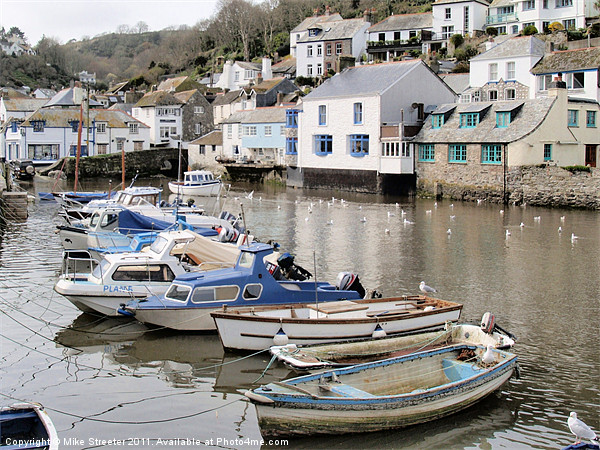 Polperro Harbour Picture Board by Mike Streeter