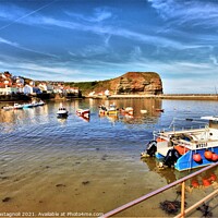 Buy canvas prints of Staithes Fishing Boats by Marie Castagnoli