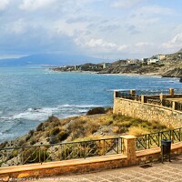 Buy canvas prints of Terrace With An Ocean View by Marie Castagnoli