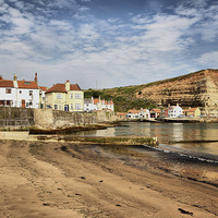 Buy canvas prints of  Staithes Fishing Village by Marie Castagnoli