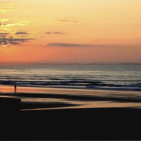 Buy canvas prints of  A Solitary Sunset Walk by Marie Castagnoli