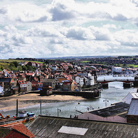Buy canvas prints of   Whitby Harbour & Town by Marie Castagnoli