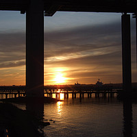 Buy canvas prints of Under The Queen Elizabeth 2 bridge by Marie Castagnoli