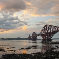 Buy canvas prints of Forth Bridges Sunset by Ian Potter