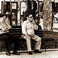 Buy canvas prints of Men on Bench by Paula Puncher
