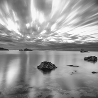 Buy canvas prints of  Dramatic sky across Meadfoot Beach, Torbay by Tom Hibberd