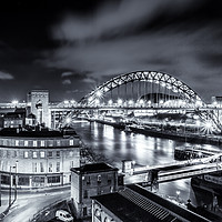 Buy canvas prints of Newcastle Upon Tyne Bridges at Night by Tom Hibberd
