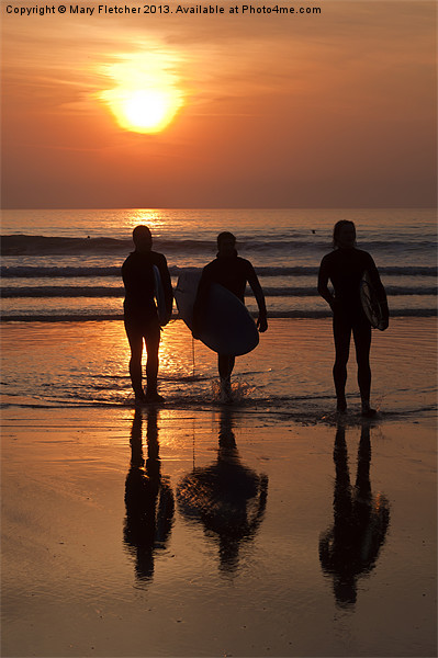 Surfers at Sunset Picture Board by Mary Fletcher