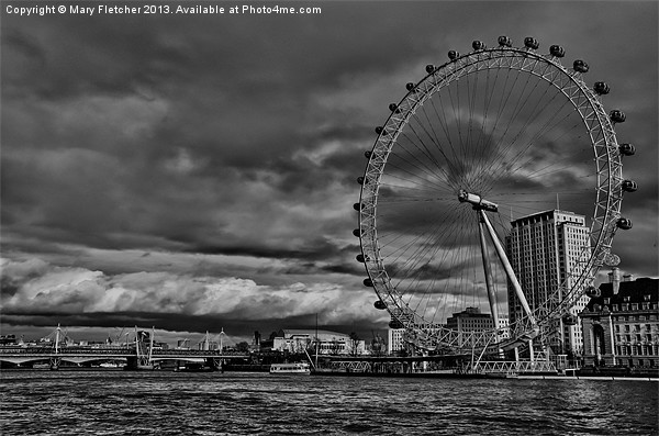 London Eye in Black and White Picture Board by Mary Fletcher
