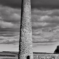 Buy canvas prints of Cornish tin mine chimney in black and white by Mary Fletcher
