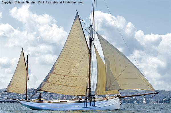 Gaff Rigged Yawl Picture Board by Mary Fletcher