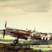 Buy canvas prints of  Spitfire in Flight by Mary Fletcher